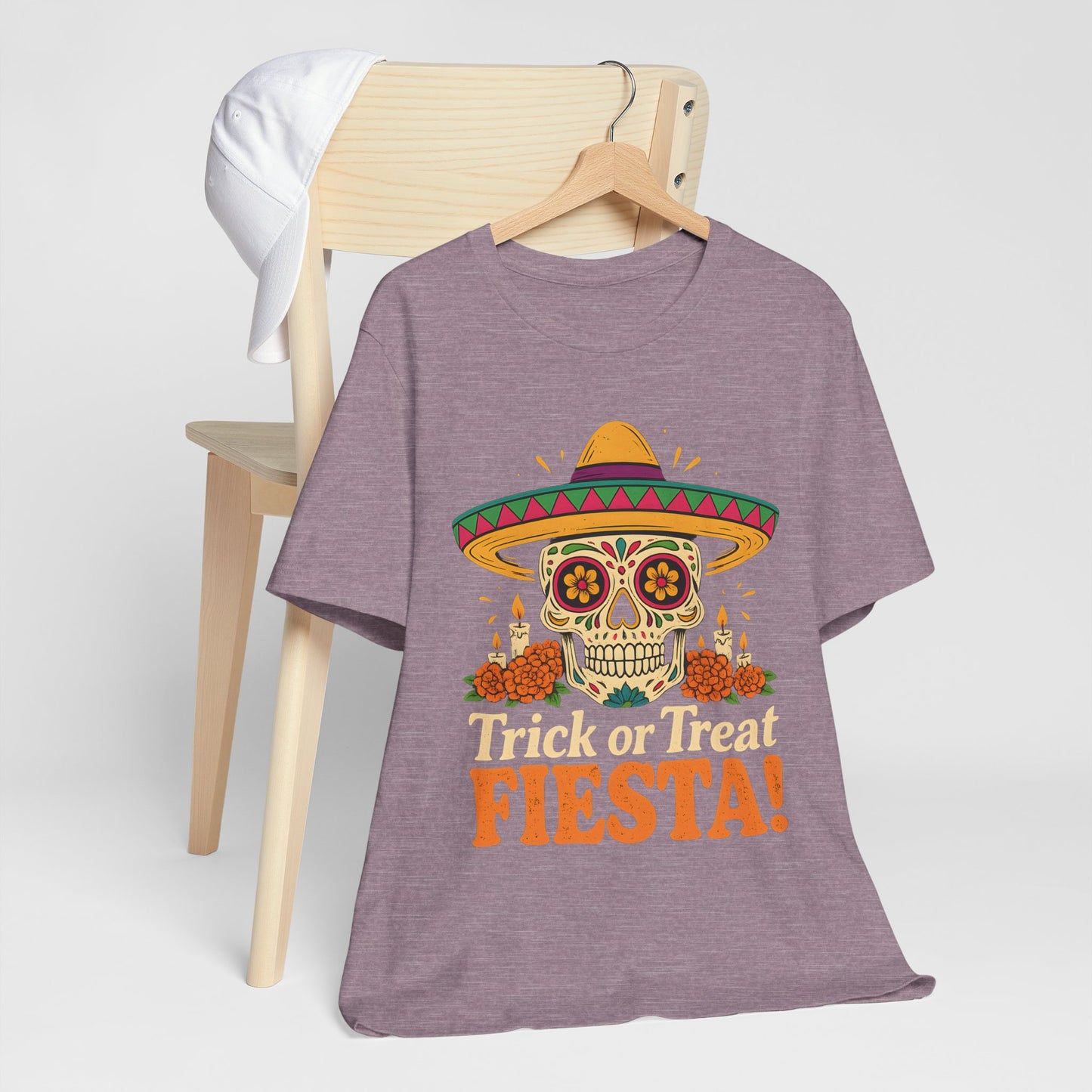 Trick or Treat Fiesta T-Shirt, Sugar Skull Halloween Illustration Tee, Dia de los Muertos Shirt, Calavera Gift, Day of the Dead Apparel