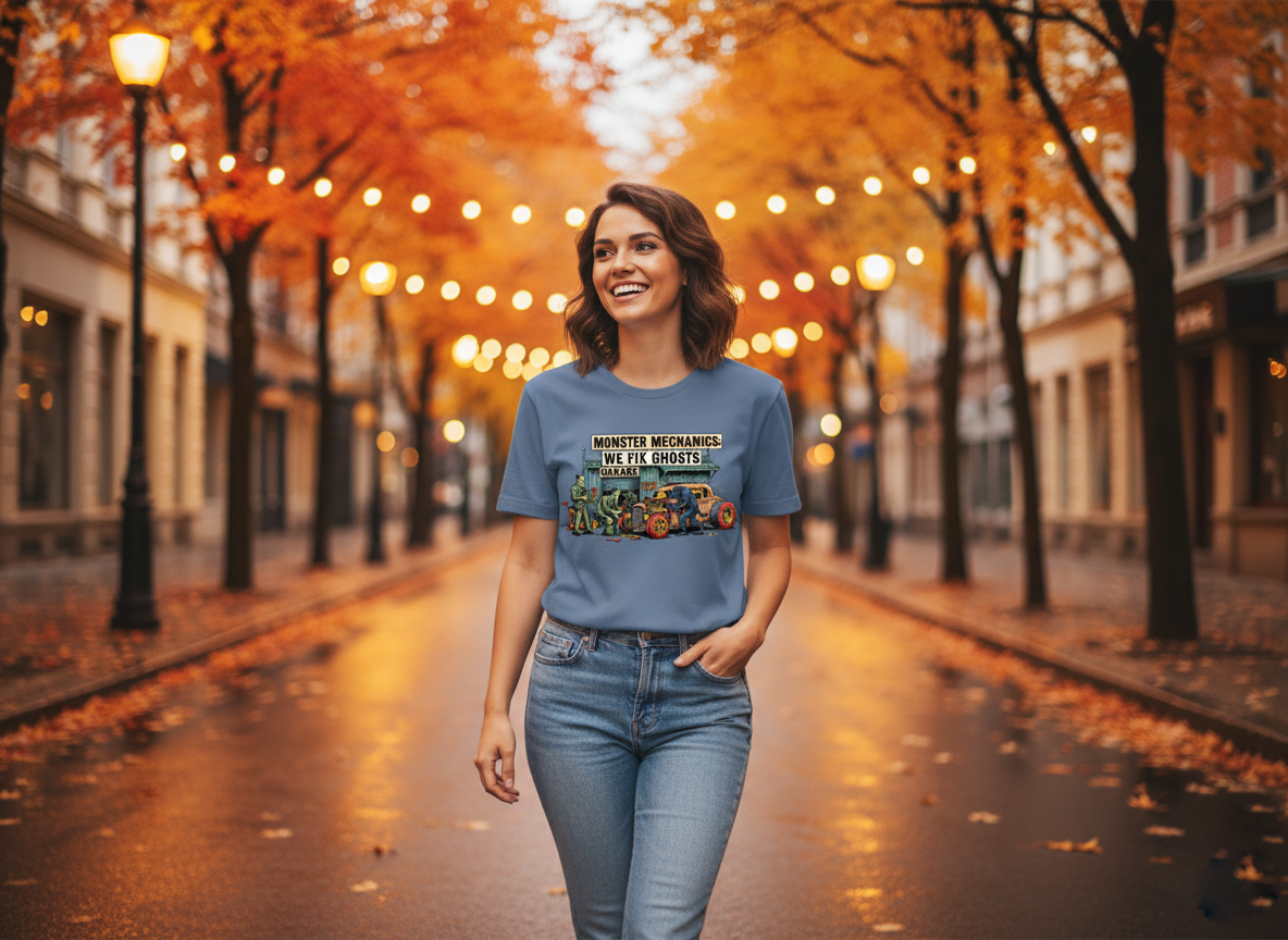 Monster Mechanic T-Shirt | Horror Repair Shop Apparel, Halloween Gift for Mechanic, Haunted Car Tee, Scary Workshop Shirt, Funny Monster Tee