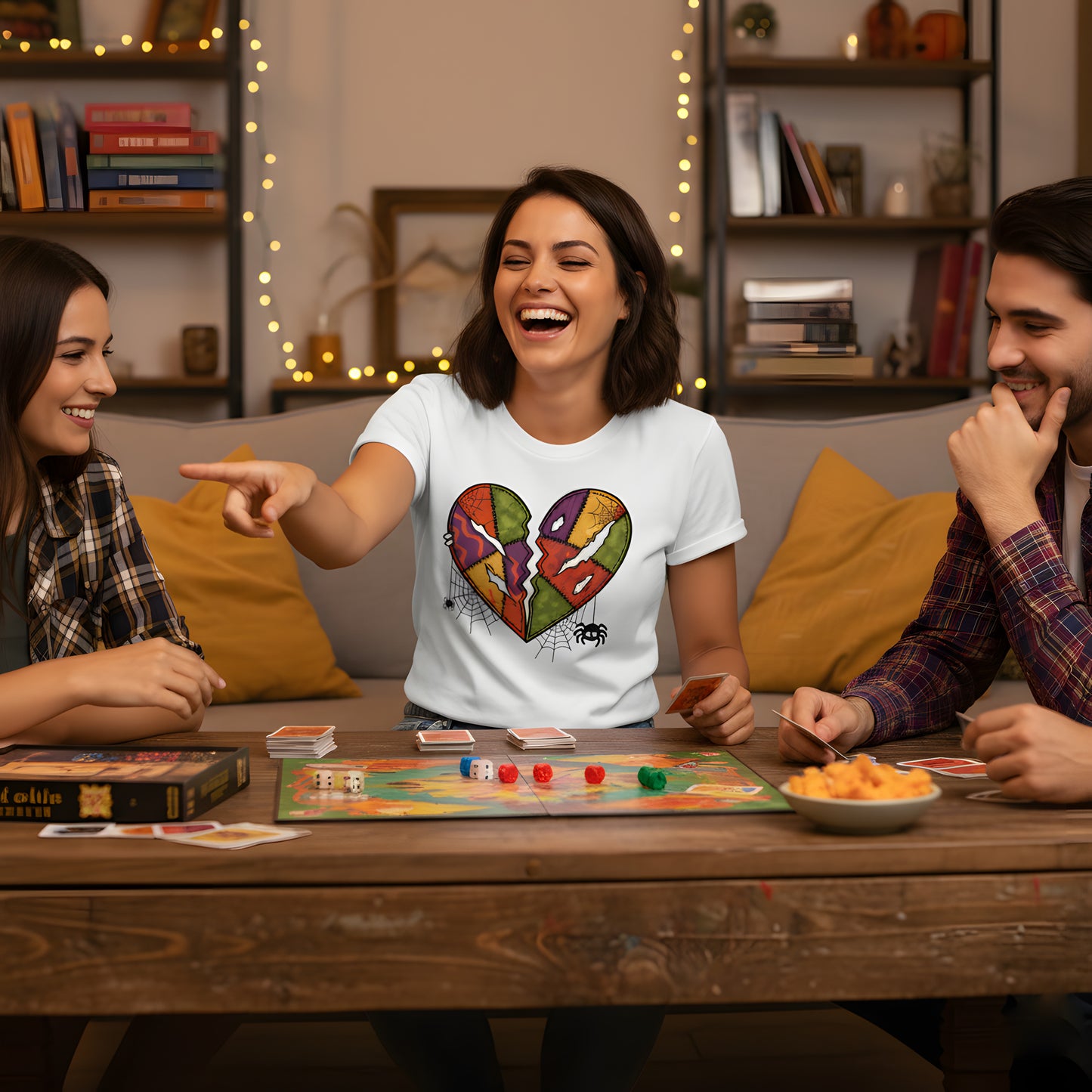 Haunted Patchwork Heart Halloween Shirt - Spooky Vintage Retro Aesthetic Tee, Cute Fall Outfit Top, Gothic Gift Idea, Festival T-Shirt