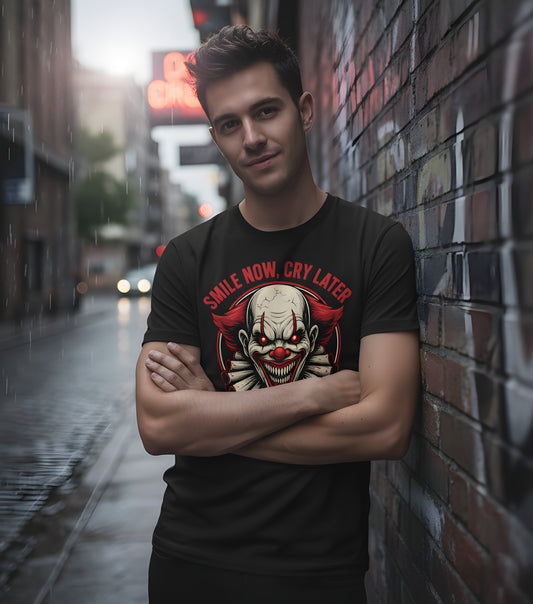 Evil Clown T-Shirt - Horror Scary Halloween Tee, Spooky Circus Shirt, Killer Clown Gift, Creepy Costume Top, Vintage Horror Apparel