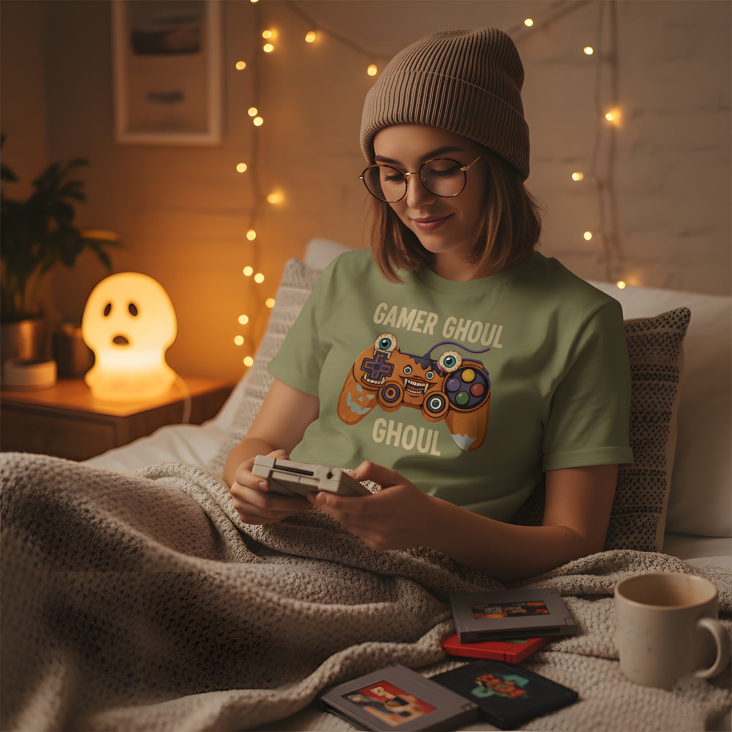 Gamer Ghoul T-Shirt, Halloween Gaming Controller Monster Tee, Spooky Gamer Shirt, Video Game Ghoul Gift, Fall Gaming Apparel