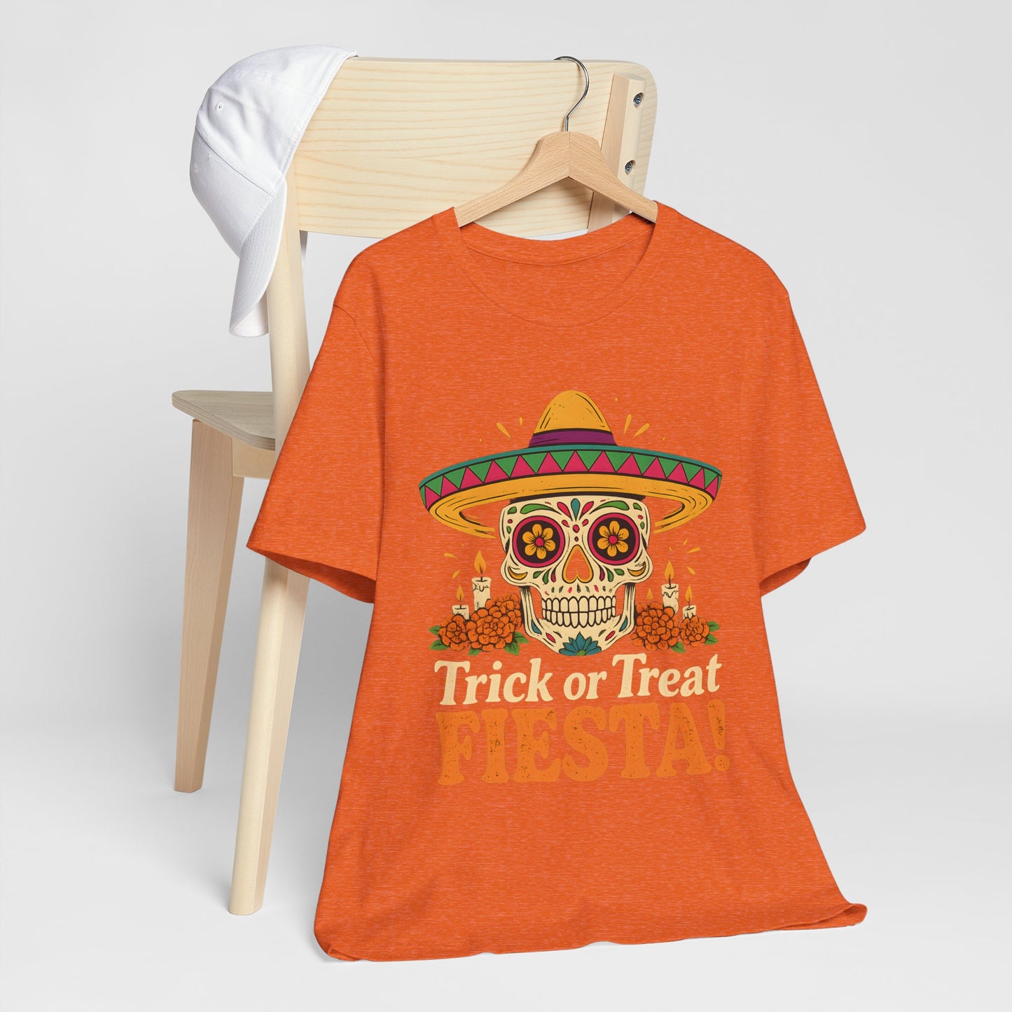 Trick or Treat Fiesta T-Shirt, Sugar Skull Halloween Illustration Tee, Dia de los Muertos Shirt, Calavera Gift, Day of the Dead Apparel