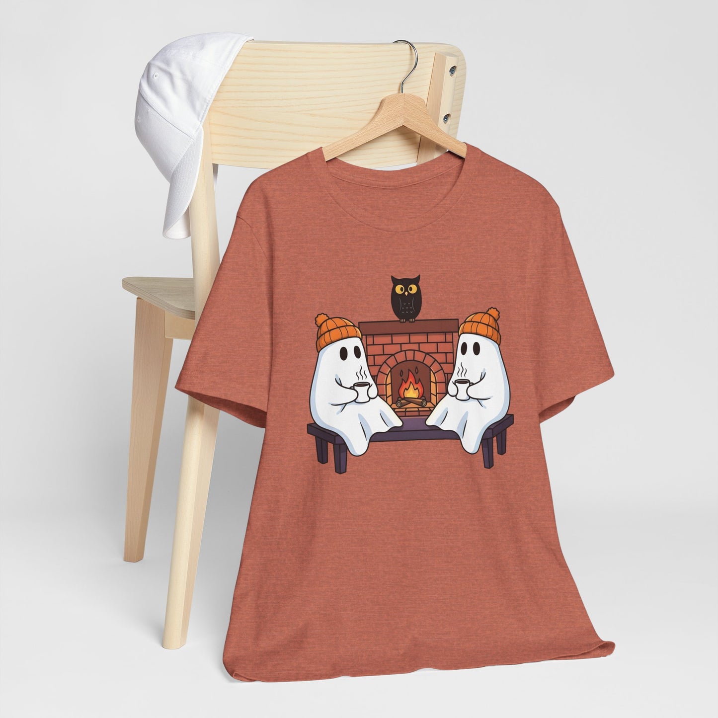 Ghosts by the Fire T-Shirt | Cozy and Spooky Night - Halloween Apparel, Ghost Tee, Bonfire Shirt, Autumn Clothing, Cozy Gift