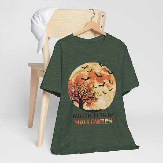 Bat and Moon Halloween T-Shirt | Gothic Design, Unisex Tee, Spooky Shirt, Halloween Costume Top, Creepy Graphic Tee