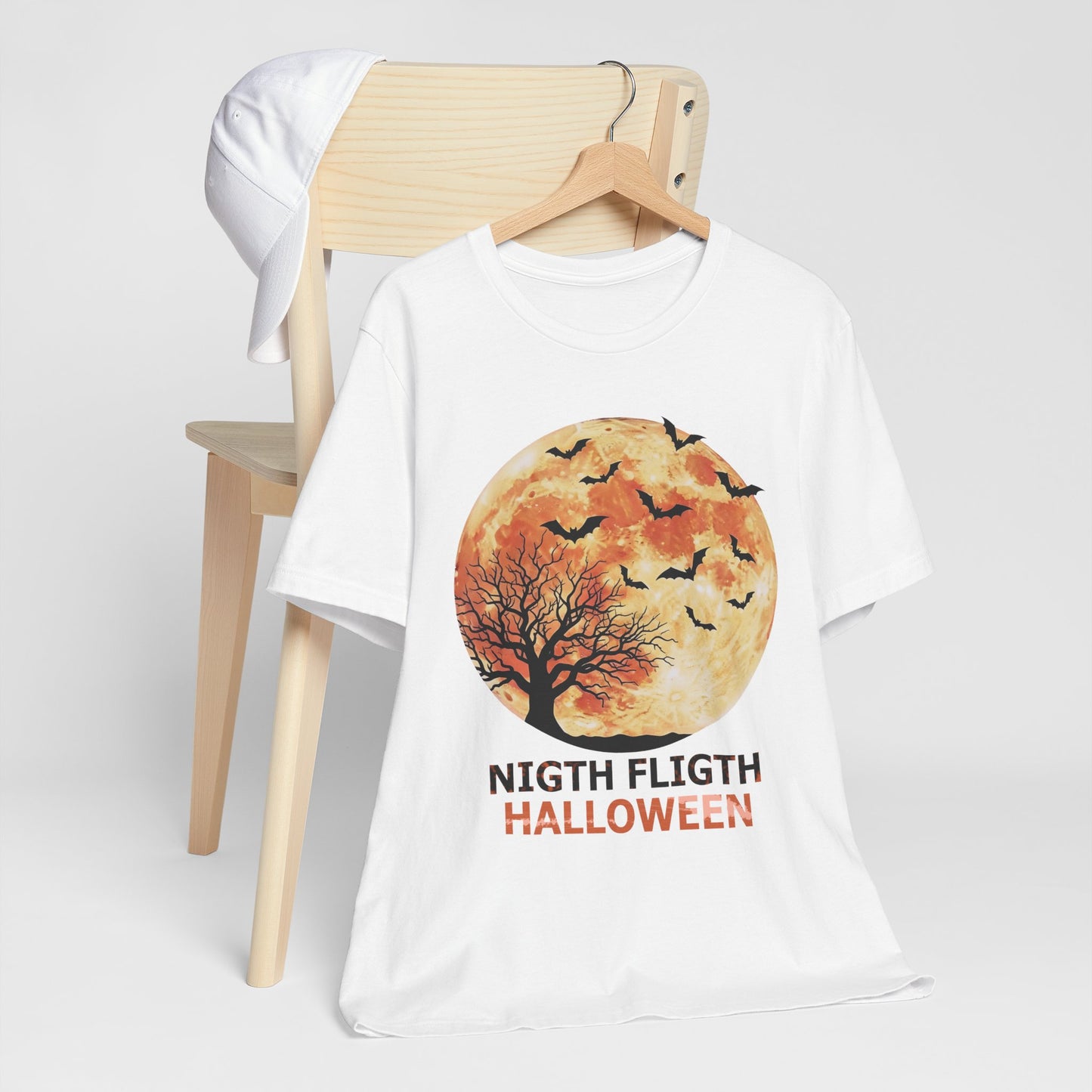 Bat and Moon Halloween T-Shirt | Gothic Design, Unisex Tee, Spooky Shirt, Halloween Costume Top, Creepy Graphic Tee