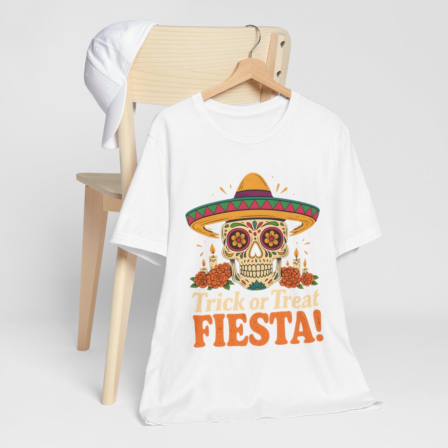 Trick or Treat Fiesta T-Shirt, Sugar Skull Halloween Illustration Tee, Dia de los Muertos Shirt, Calavera Gift, Day of the Dead Apparel