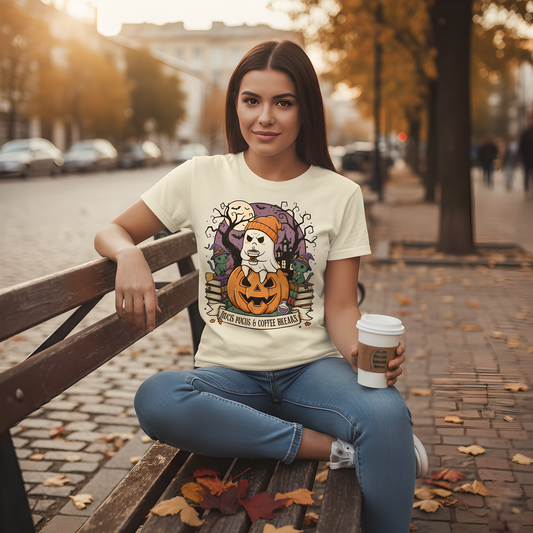 Halloween Tee, Pumpkin Spice Unisex Shirt, Fall Fashion Top, Coffee Lover Gift, Spooky Season T-Shirt, Witchy Vibes Bella Canvas 3001
