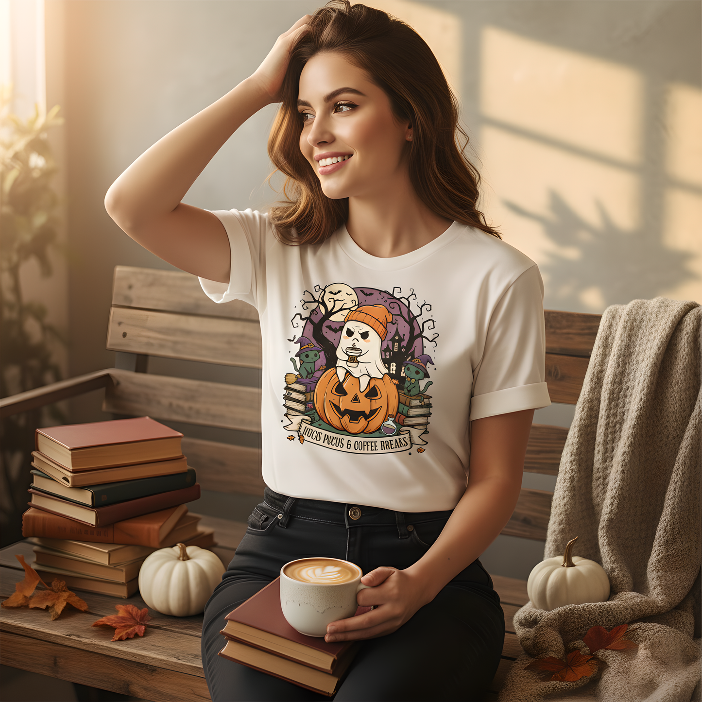Halloween Tee, Pumpkin Spice Unisex Shirt, Fall Fashion Top, Coffee Lover Gift, Spooky Season T-Shirt, Witchy Vibes Bella Canvas 3001