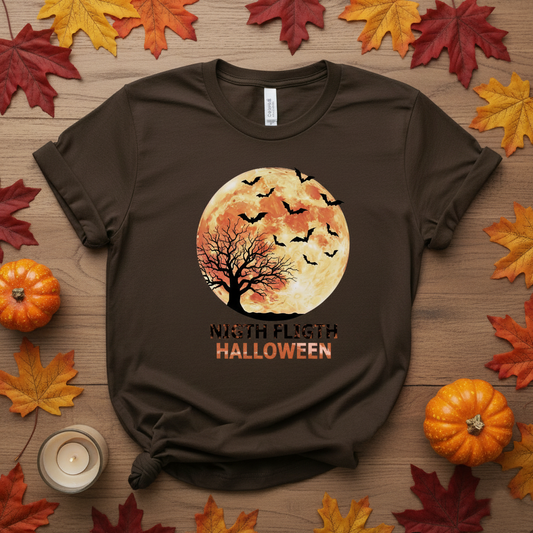Bat and Moon Halloween T-Shirt | Gothic Design, Unisex Tee, Spooky Shirt, Halloween Costume Top, Creepy Graphic Tee