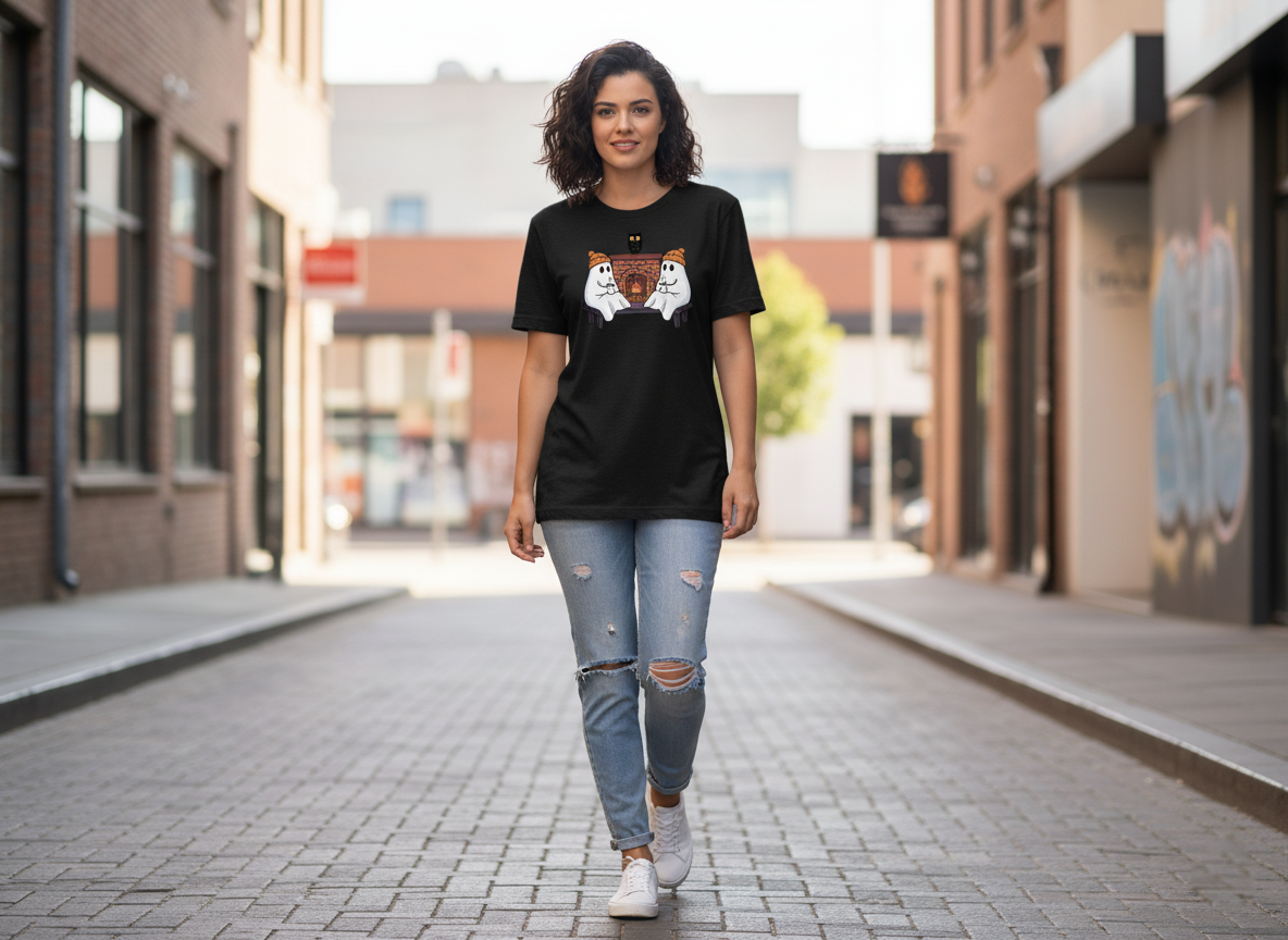 Ghosts by the Fire T-Shirt | Cozy and Spooky Night - Halloween Apparel, Ghost Tee, Bonfire Shirt, Autumn Clothing, Cozy Gift