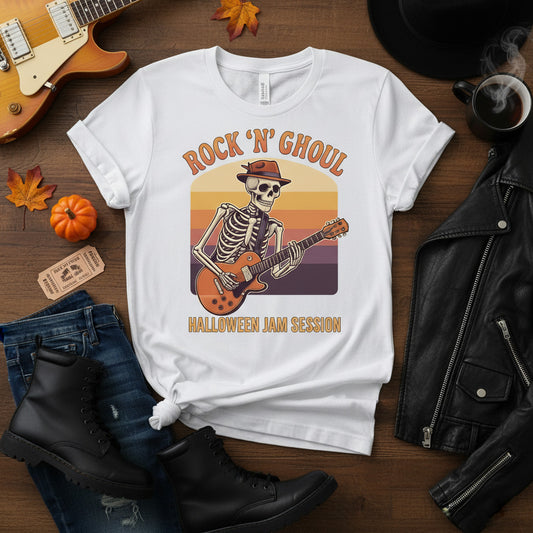 Skeleton Guitarist Unisex Tee, Heavy Metal Music Shirt, Rock n' Ghoul Halloween Top, Jam Session Graphic Tshirt, Killer Statement Tee