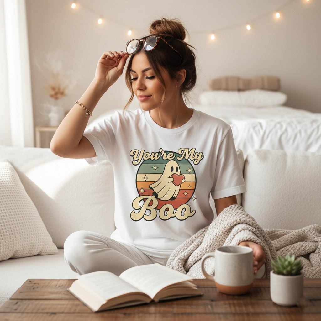 You're My Boo T-Shirt, Cute Ghost Halloween Love Tee, Retro Spooky Shirt, Couples Halloween Gift, Fall Season Apparel