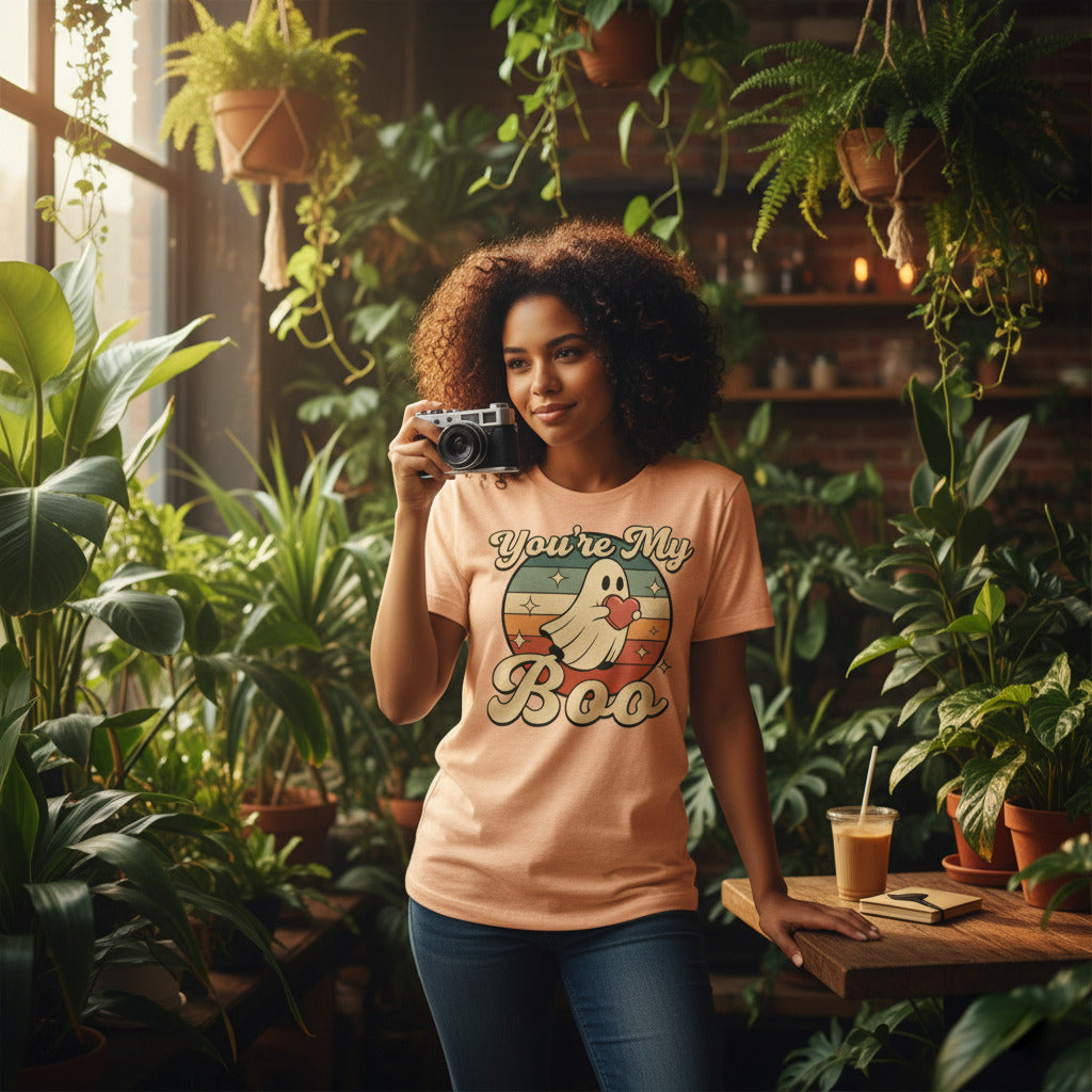 You're My Boo T-Shirt, Cute Ghost Halloween Love Tee, Retro Spooky Shirt, Couples Halloween Gift, Fall Season Apparel