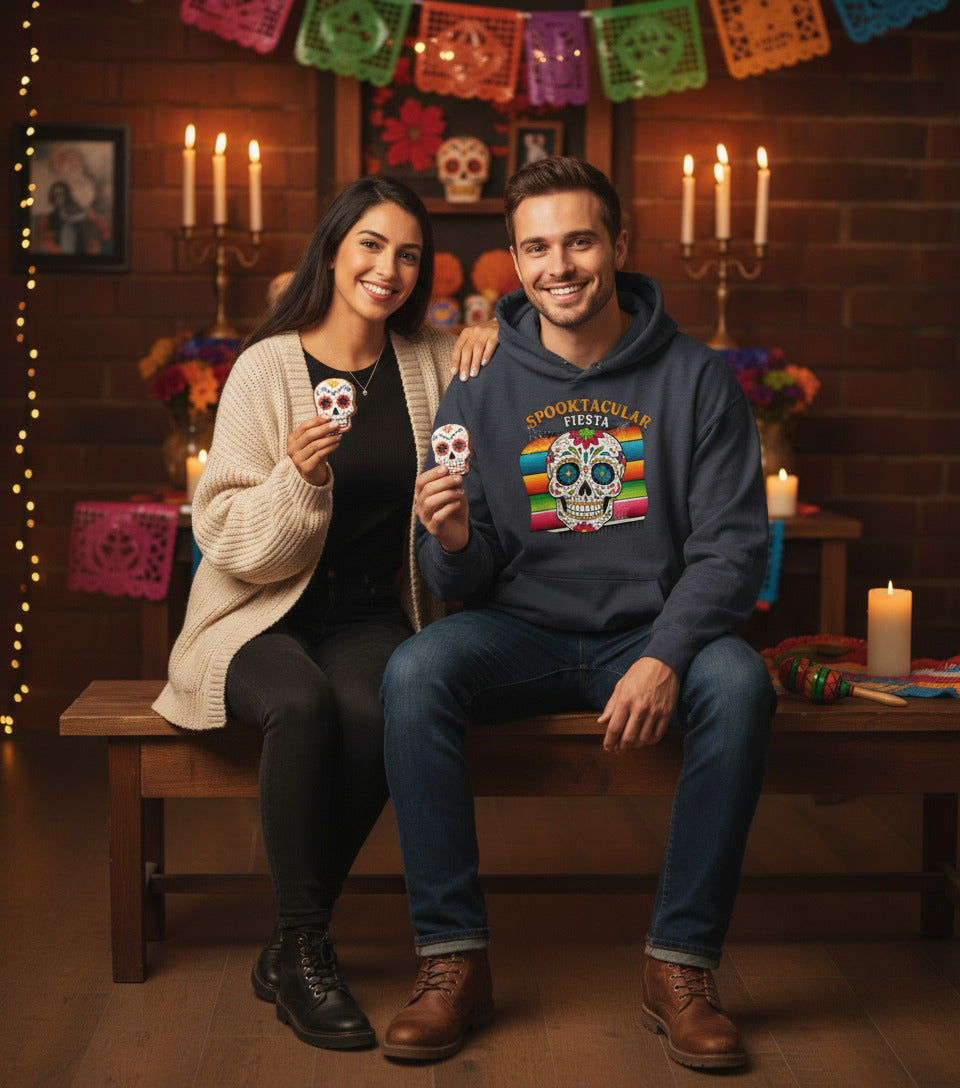 Spooktacular Fiesta T-Shirt - Sugar Skull Day of the Dead Tee, Dia de los Muertos Shirt, Calavera Gift, Colorful Halloween Apparel