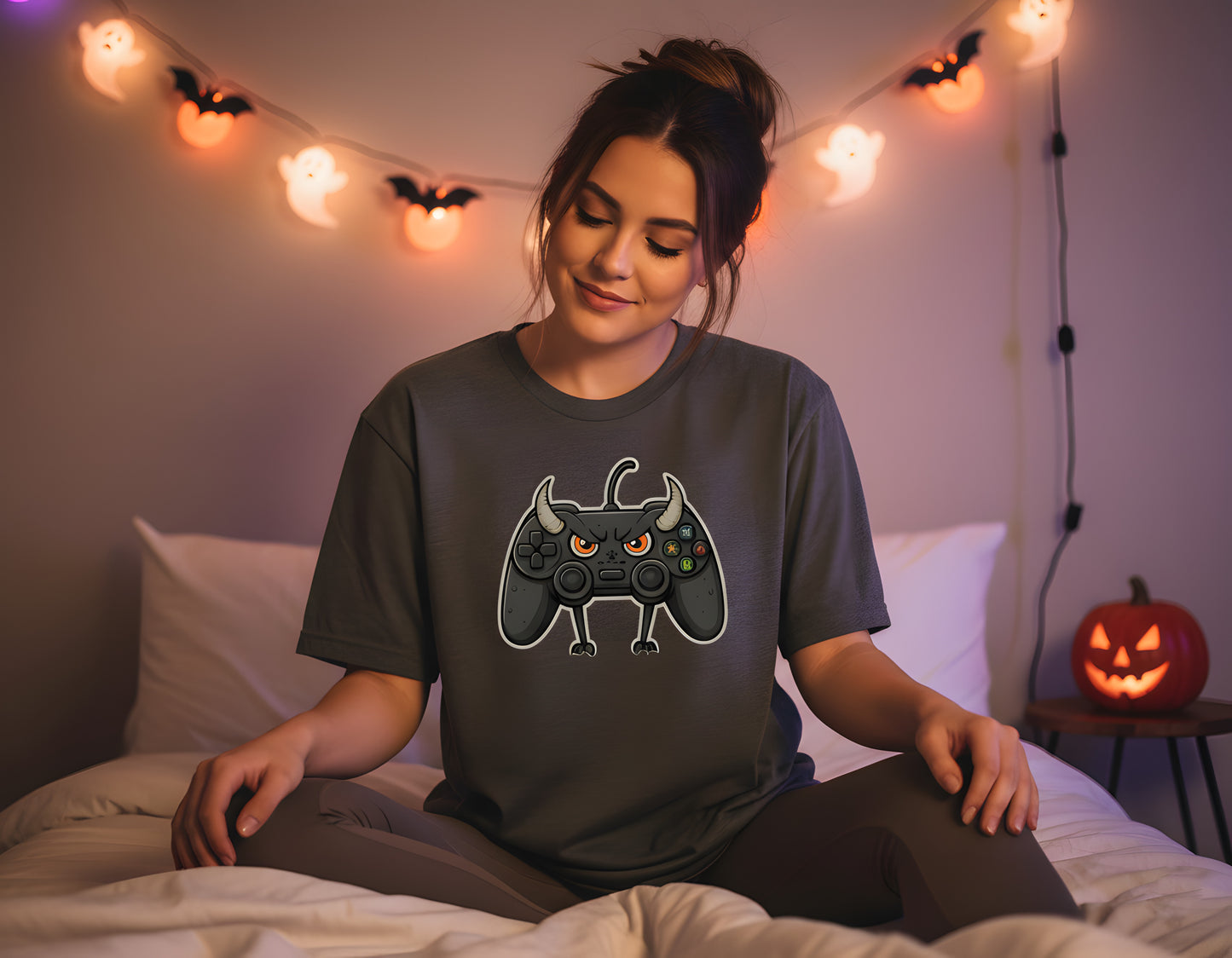 Halloween Gaming T-Shirt - Controller Monster Tee, Spooky Video Game Shirt, Gamer Gift, Retro Gaming Top, Fall Geek Halloween Apparel