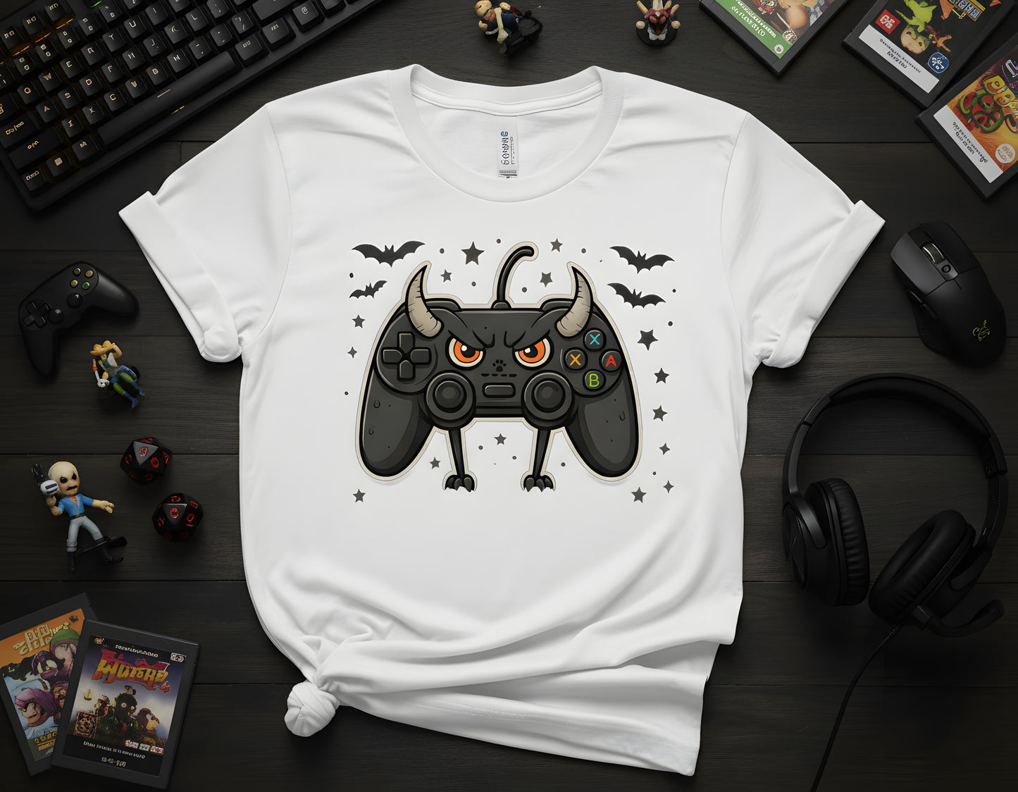 Halloween Gaming T-Shirt - Controller Monster Tee, Spooky Video Game Shirt, Gamer Gift, Retro Gaming Top, Fall Geek Halloween Apparel