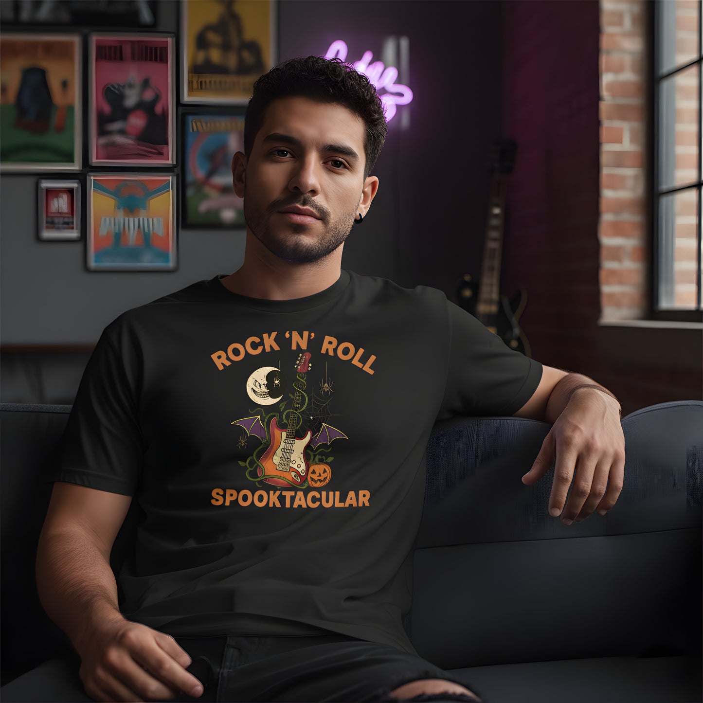 Rock and Roll Spooktacular T-Shirt - Halloween Guitar Tee, Rocker Skull Shirt, Heavy Metal Halloween Gift, Spooky Music Rock Apparel