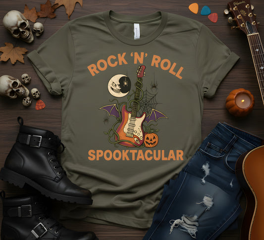 Rock and Roll Spooktacular T-Shirt - Halloween Guitar Tee, Rocker Skull Shirt, Heavy Metal Halloween Gift, Spooky Music Rock Apparel
