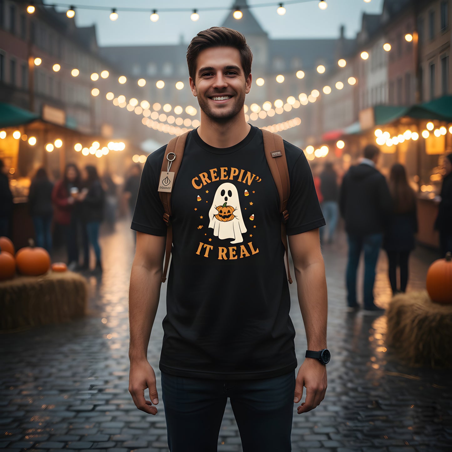 Creepin It Real T-Shirt - Cute Ghost Halloween Shirt, Retro Spooky Season Tee, Funny Ghost Gift, Aesthetic Fall Outfit Apparel