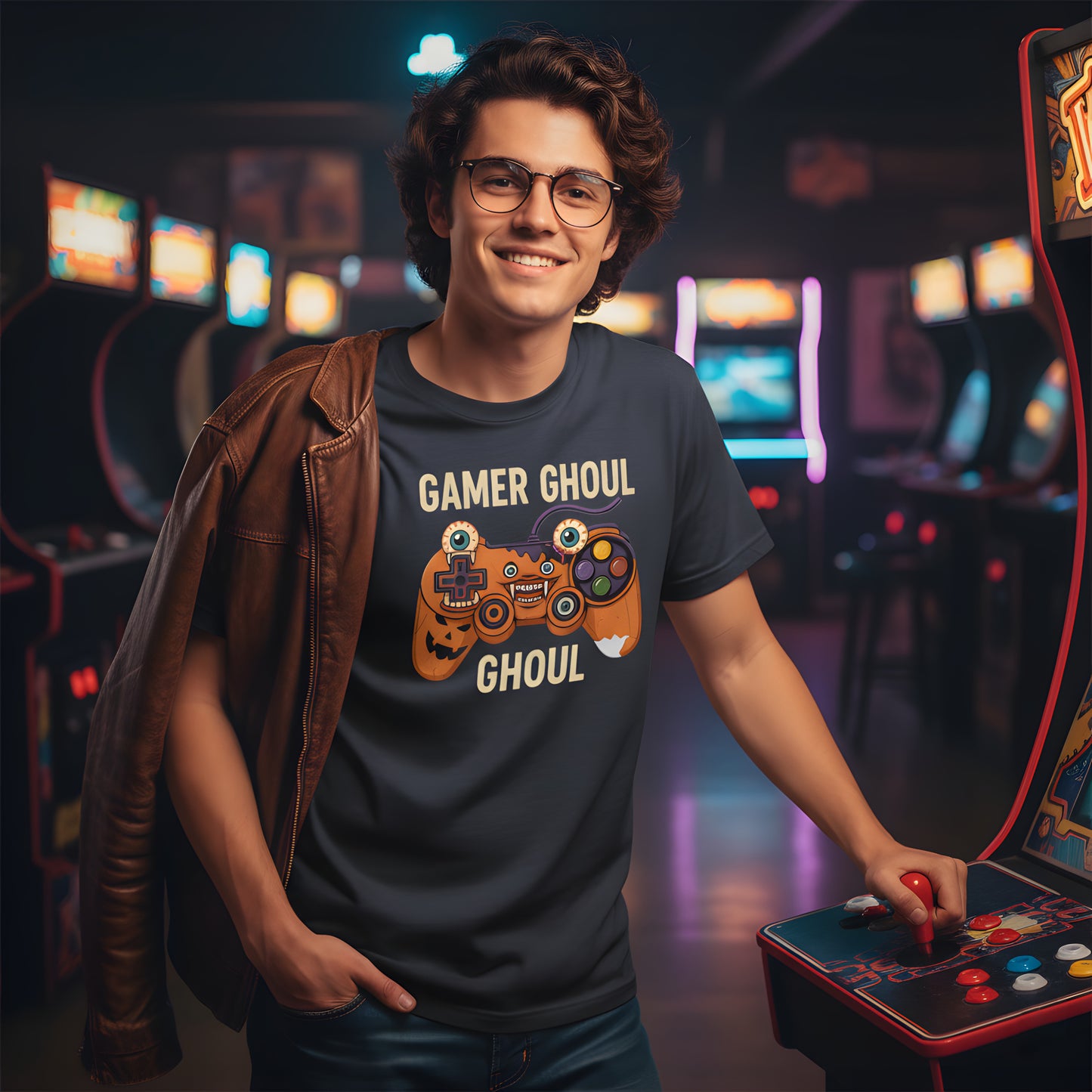 Gamer Ghoul T-Shirt, Halloween Gaming Controller Monster Tee, Spooky Gamer Shirt, Video Game Ghoul Gift, Fall Gaming Apparel