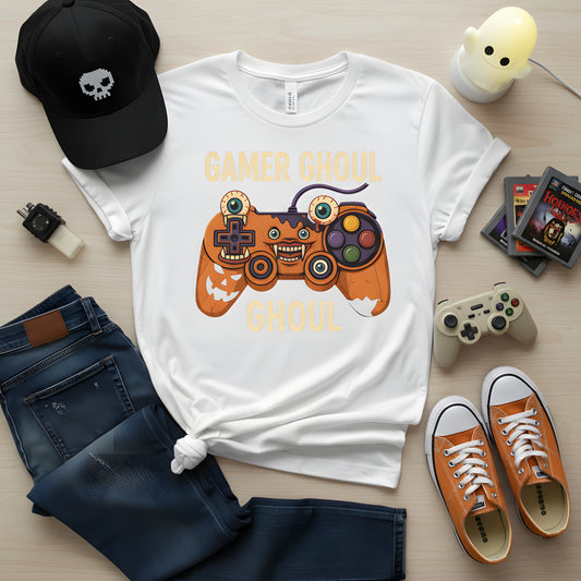 Gamer Ghoul T-Shirt, Halloween Gaming Controller Monster Tee, Spooky Gamer Shirt, Video Game Ghoul Gift, Fall Gaming Apparel