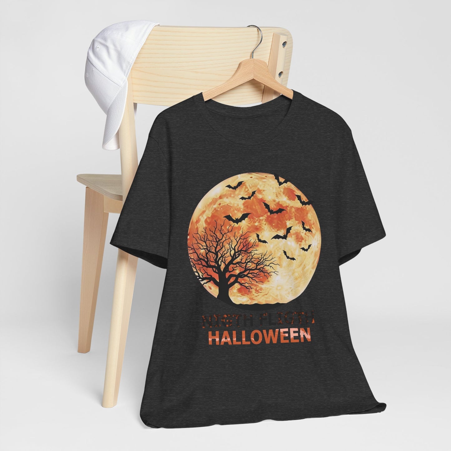 Bat and Moon Halloween T-Shirt | Gothic Design, Unisex Tee, Spooky Shirt, Halloween Costume Top, Creepy Graphic Tee