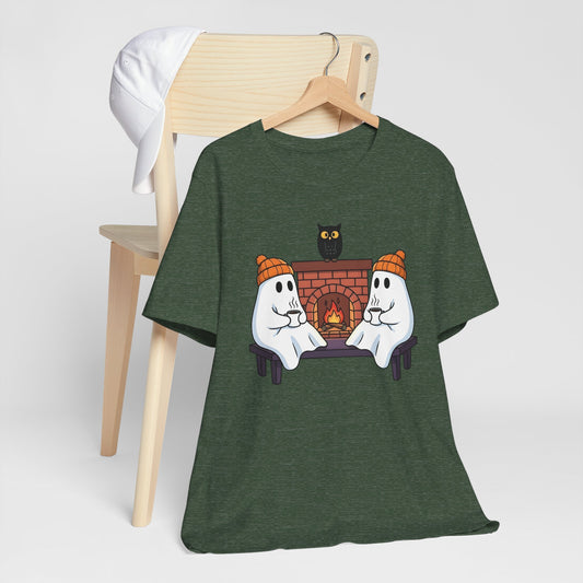 Ghosts by the Fire T-Shirt | Cozy and Spooky Night - Halloween Apparel, Ghost Tee, Bonfire Shirt, Autumn Clothing, Cozy Gift