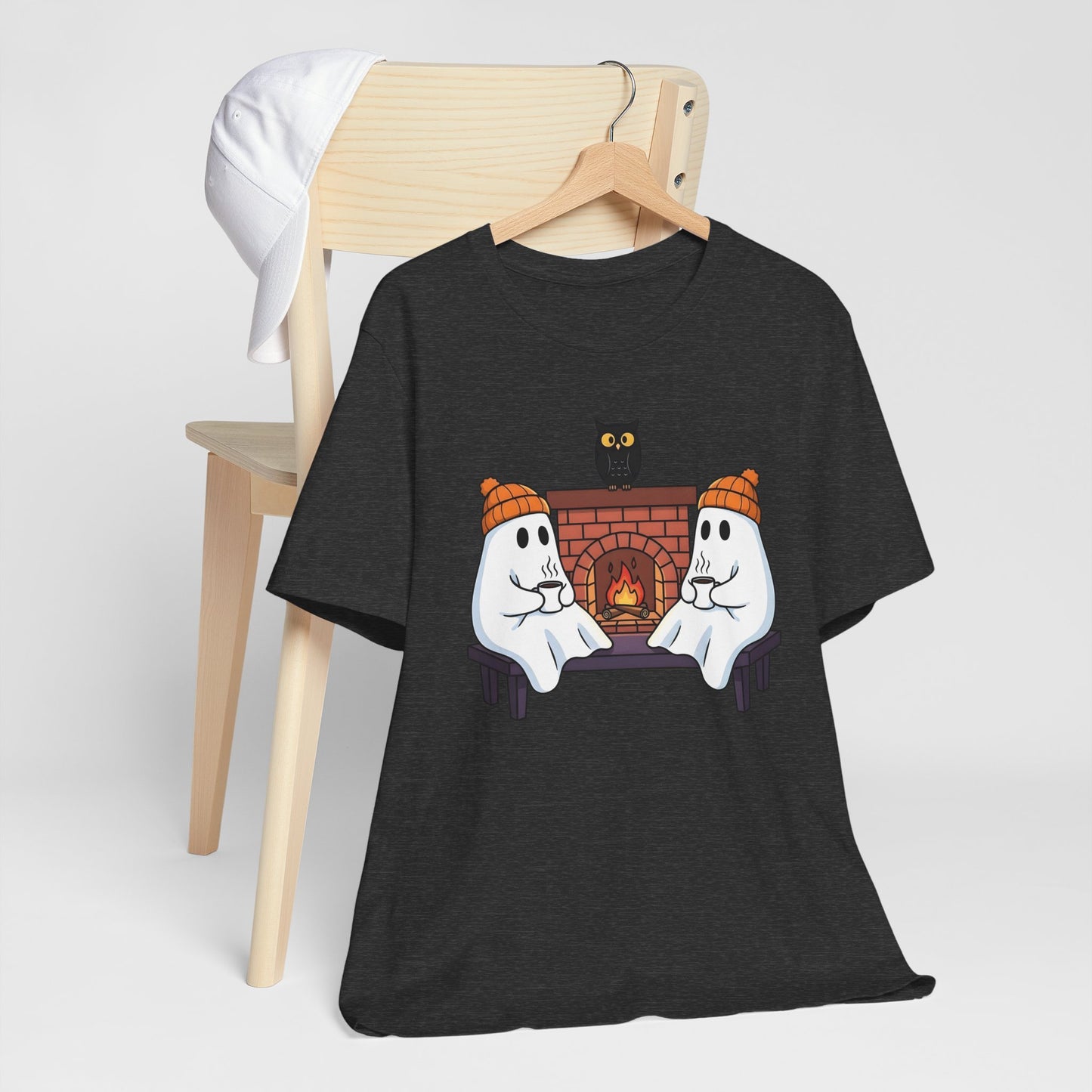 Ghosts by the Fire T-Shirt | Cozy and Spooky Night - Halloween Apparel, Ghost Tee, Bonfire Shirt, Autumn Clothing, Cozy Gift